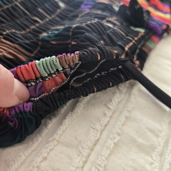 Boho Geometric Maxi Dress | Smocked Empire Bodice, 51" Length, Womens S/M - Picture 12 of 17